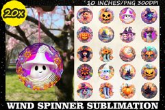 20x Halloween Wind Spinner Sublimation Bundle Designs, Ghost Product Image 2