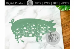 Floral Pig Mandala, Zentangle Pig with Flowers PNG JPG Product Image 1