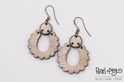 Scalloped 2 Part Drop Laser Engraved Earring Download Product Image 2