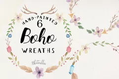 Boho Wreaths Leaves 6 Wreath Watercolor Bohemian Feathers Product Image 1