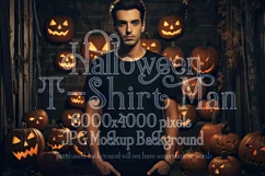 Halloween T Shirt Mockup Male, Black T-Shirt Mockup, d9 Product Image 1