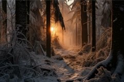 Enchanted winter forest at sunrise Product Image 1