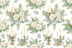 Pattern with Wedding Candles White Rose Product Image 1