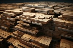 Weathered Stacks of wooden industrial boards. Generate ai Product Image 1