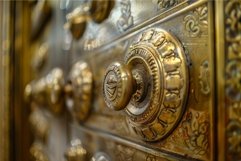 Image showing an antique golden mailbox with shallow depth o Product Image 1