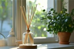 Reed diffuser bringing pleasant aroma into room by window on Product Image 1