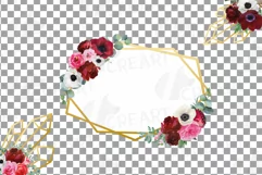 Watercolor pink, white and burgundy floral geometric frame Product Image 5