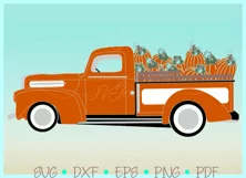 Pumpkin Delivery Truck Orange SVG Dxf Eps Png PDF Files Product Image 2