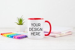 Mug Mockup 11 Oz Blank White Coffee Cup Red Handle Product Image 1