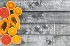 Fruits orange papaya dark wooden background Stock photo Product Image 1