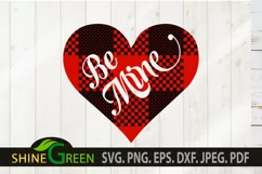 Valentines SVG Be Mine Buffalo Plaid Heart PNG Sublimation Product Image 3
