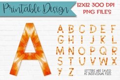 Orange Tie Dye Sublimation Alphabets Printable Designs Product Image 1