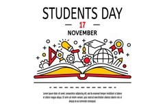 Students day concept background, outline style Product Image 1