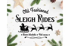 Sleigh Rides svg, Vintage Christmas sign svg Product Image 2
