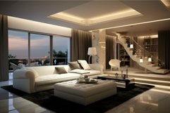 Luxury modern living room at dusk Product Image 1