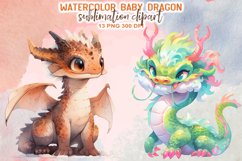 Baby Dragon Watercolor Sublimation Clipart Product Image 3