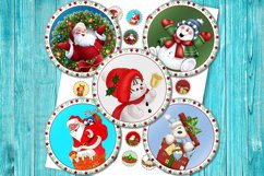 Retro Christmas, Digital Collage Sheet, Bottlecap Images Product Image 1