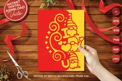 Papercut Gnome Holding I love You Signs Paper Cut Card Cover Product Image 1