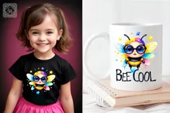 Cute bee cool Watercolor clipart, print design PNG Product Image 3