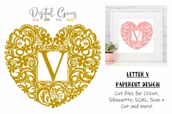 Letter V paper cut design. SVG / DXF / EPS / PNG files Product Image 1