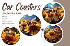 Bee Flower Car Coasters Sublimation Bee Car Accessories_2 Product Image 1