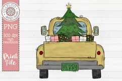 Doodle Truck with Christmas Tree | Yellow Christmas Truck Product Image 2