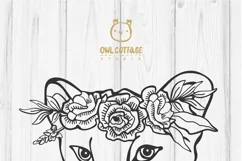 Lioness with floral crown SVG, Tattoo Decor Cut File Product Image 5