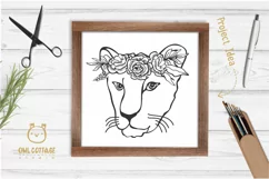 Lioness with floral crown SVG, Tattoo Decor Cut File Product Image 3