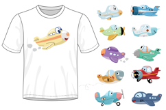 Funny Airplanes Vector Illustration Set with Airport Scene Product Image 3