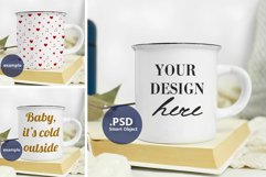 Camping Mug mockup, full wrap, neutral background PSD & JPG Product Image 1