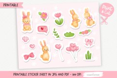 Lovely Rabbit Printable Stickers, Rabbit Sticker Product Image 1
