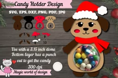 Dog in a Santa hat candy dome, svg, paper cut template Product Image 2