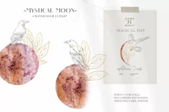 Watercolor moon phase clipart. Line art illustration Product Image 2