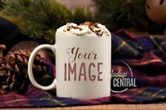 Cozy Christmas Coffee Glass Mug Mock Up, JPG Cup Mockup Product Image 1