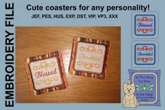 Blessed & Thankful Coasters - 4 x 4 and 5 x 7 Hoops Product Image 3
