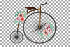 Coral pink and burgundy red floral high wheelers clip art pa Product Image 7
