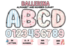 Bellerina Alphabet PNG Cute Ballet Letters Numbers 300 DPI Product Image 1