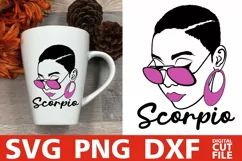 Scorpio Zodiac Sign svg, Black Woman in Glasses, Short Hair Product Image 1
