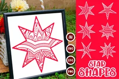 6 Paper Cut Star Shapes, Laser Cut Star Designs SVG Product Image 1