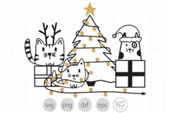 Christmas Cats SVG, Cats and Presents and Tree svg Product Image 1