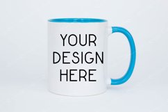 Mug Mockup 11 Oz Blank White Coffee Cup Blue Handle Product Image 1