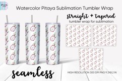 Watercolor Pitaya Skinny Seamless Tumbler Sublimation Wrap Product Image 1