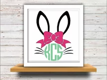 Easter svg SVG DXF JPEG Silhouette Cameo Cricut bunny svg iron on Easter monogram svg ears svg Product Image 2