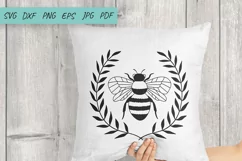 Bee SVG, Honey Bee SVG, Floral Bee SVG, Bee laurel wreath Product Image 2