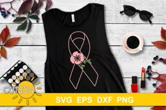 Breast cancer SVG | Pink Ribbon svg | Floral pink ribbon SVG Product Image 2