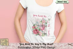 Valentine | Key to My Heart | Birdcage | Roses | Sublimation Product Image 3