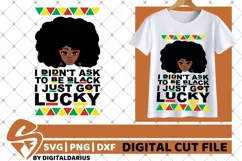 Lucky Girl svg, Black Woman In Glasses svg, Natural Hair svg Product Image 2