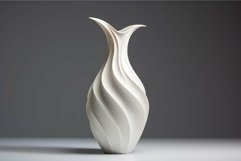 Elegant white swirl vase on gray background Product Image 1