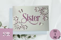3D Floral Sistet card| Paper cutting | Sister card SVG Product Image 2