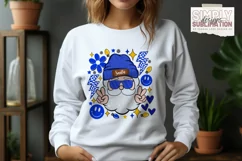 Blue & Gold Glitter Groovy Santa Sublimation Png Design Product Image 3